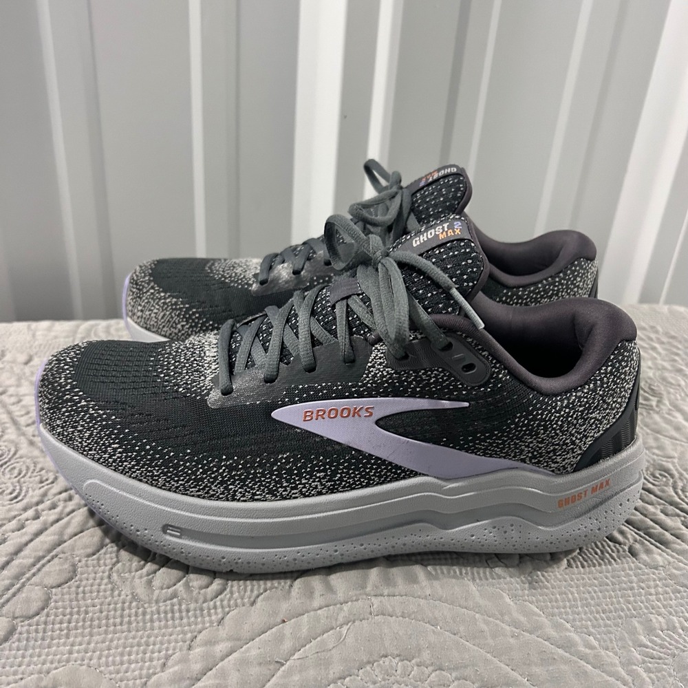 Brooks Ghost Max 2 Mens Running Shoes Black Ebony Lilac 1104301D048 Sz 12